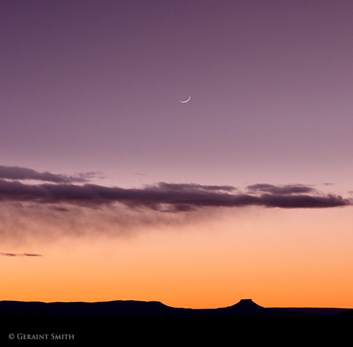 Crescent Moon set over Cerro Pedernal
