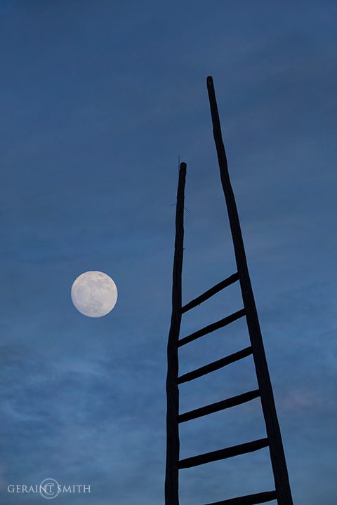 New Years eve ladder and moon rise