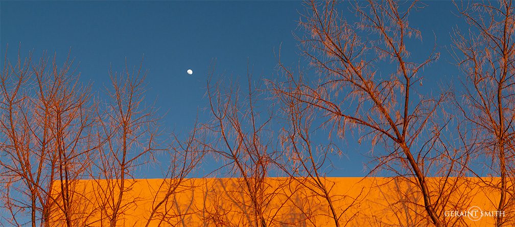 Sunset, Moon, Wall and Trees