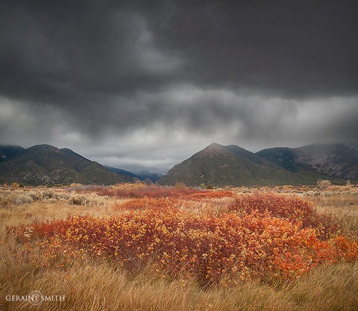 Autumn colors and a storm, northern New Mexico.