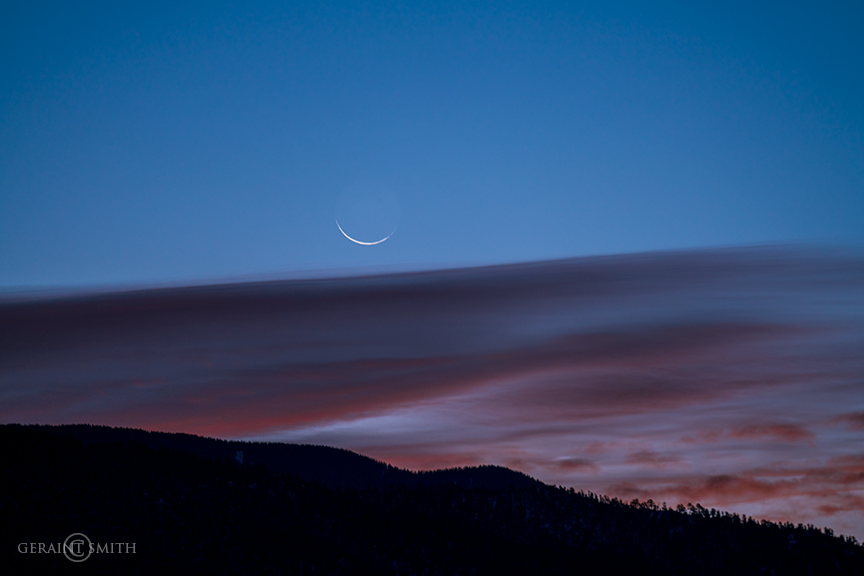 Waning Crescent moon rising San Cristobal, NM