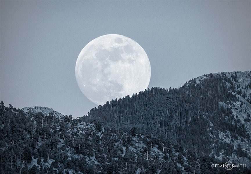 Strawberry Moon rising, Taos Mountains