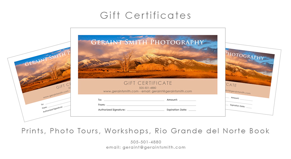 Geraint Smith Photography Gift Certificates