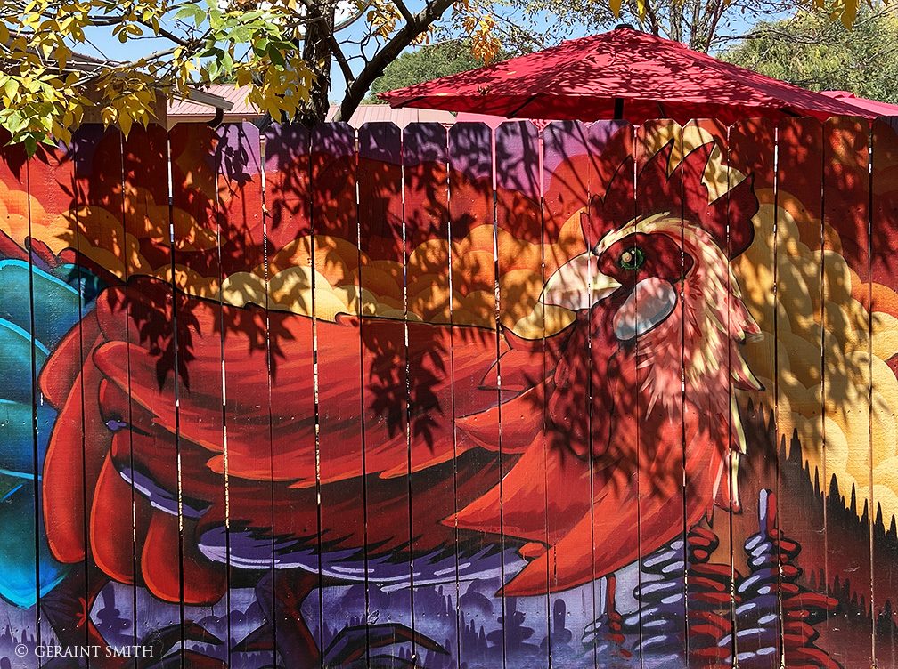 Colorful Mural, Fence, Gutiz Restaurant, Taos, NM