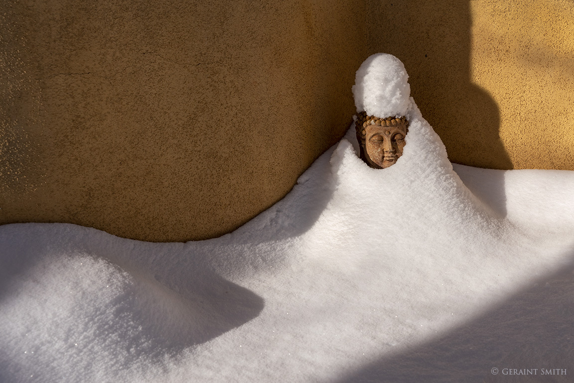 Garden Buddha, snow