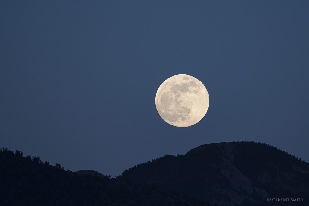 Full moon rise over the Sangre de Cristo Mountains, NM