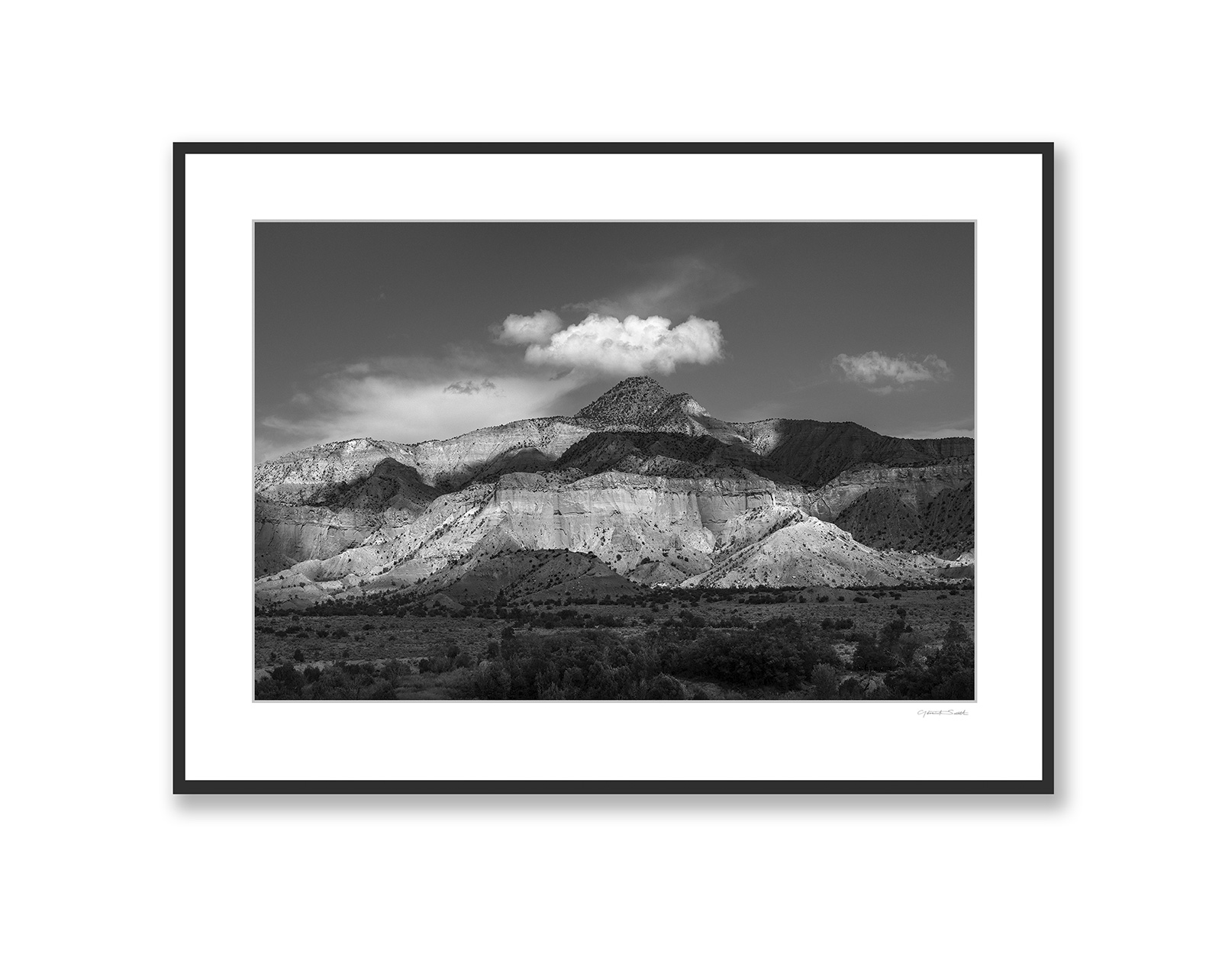 Black and White framed print of Ghost Ranch New Mexico