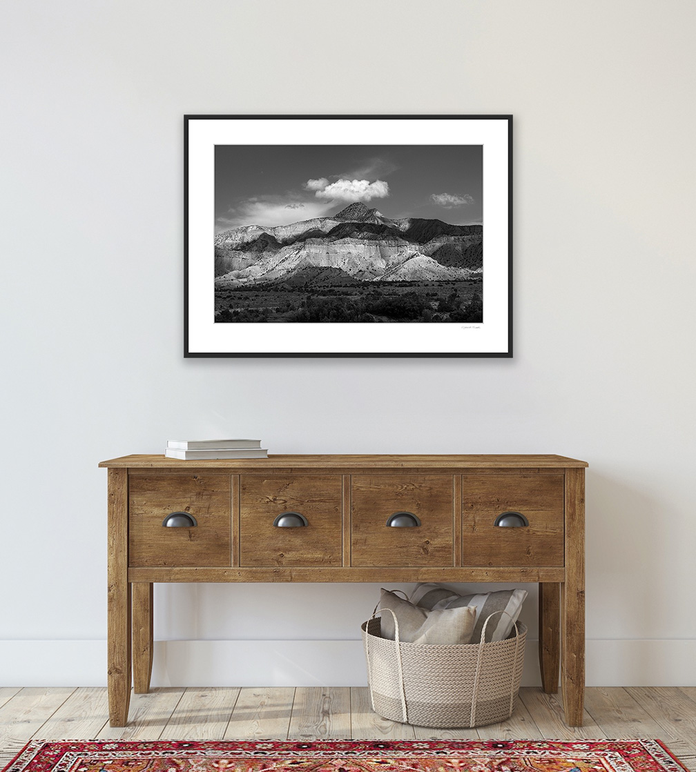 Print of Ghost Ranch New Mexico hanging in a home setting