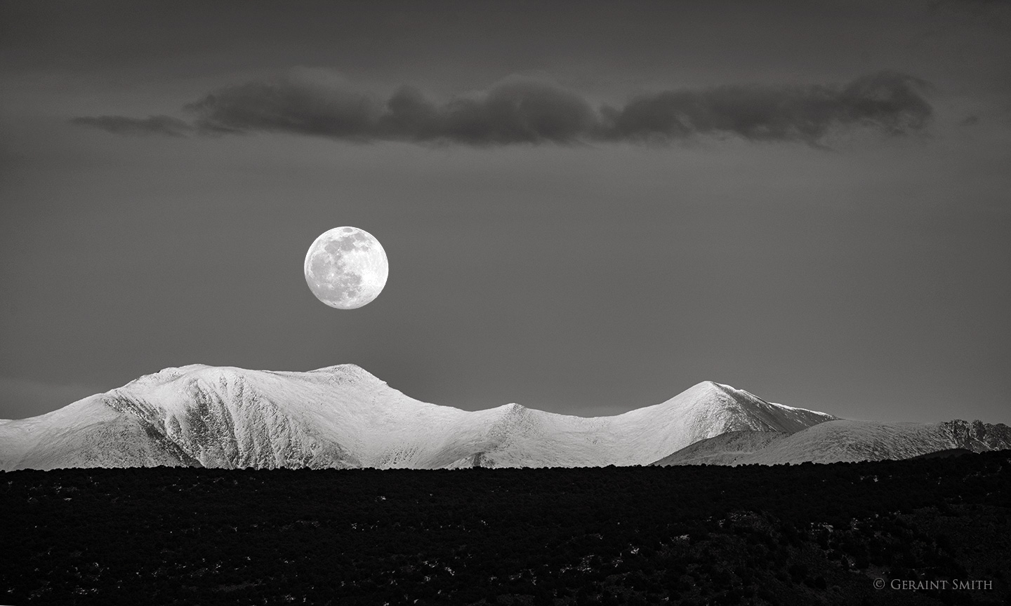 Wolf Moon rising, black and white