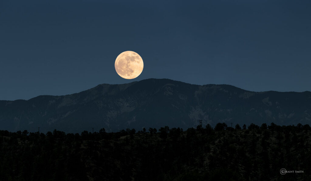 Full "Strawberry Moon" with Taos Mountain