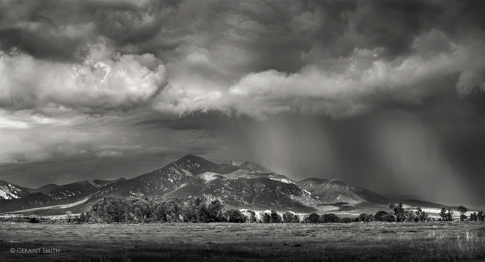 Taos Mountain storm in Black and white