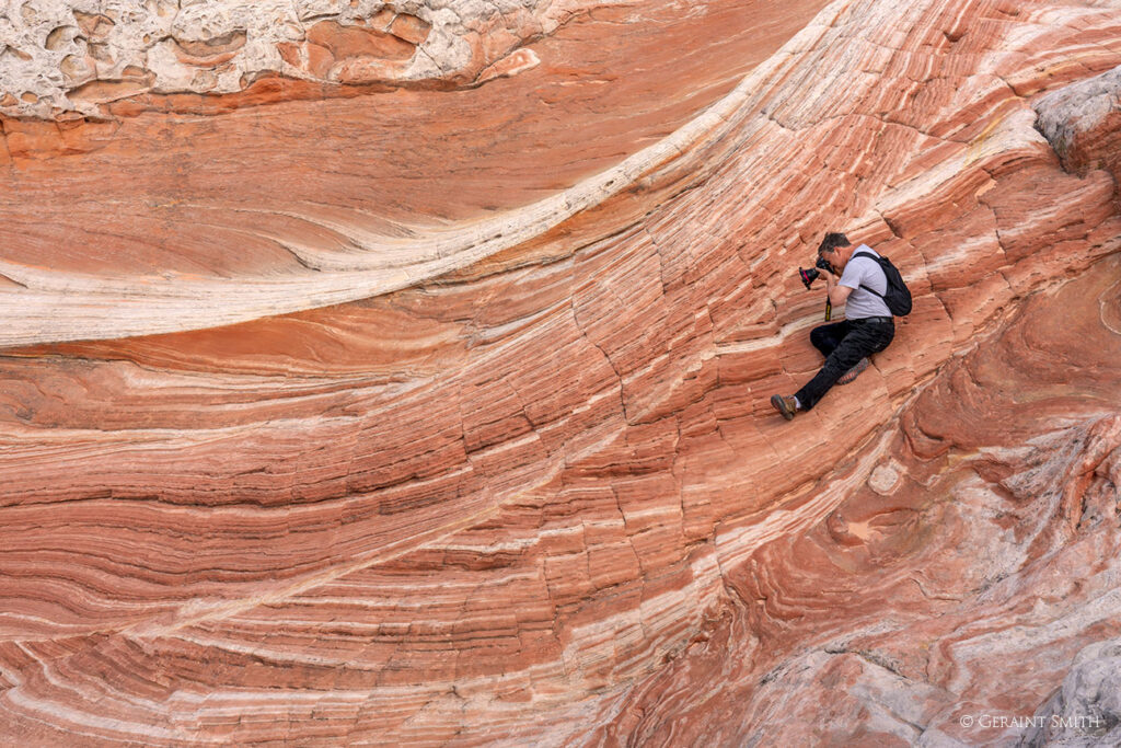 Photographer surrounded by formations