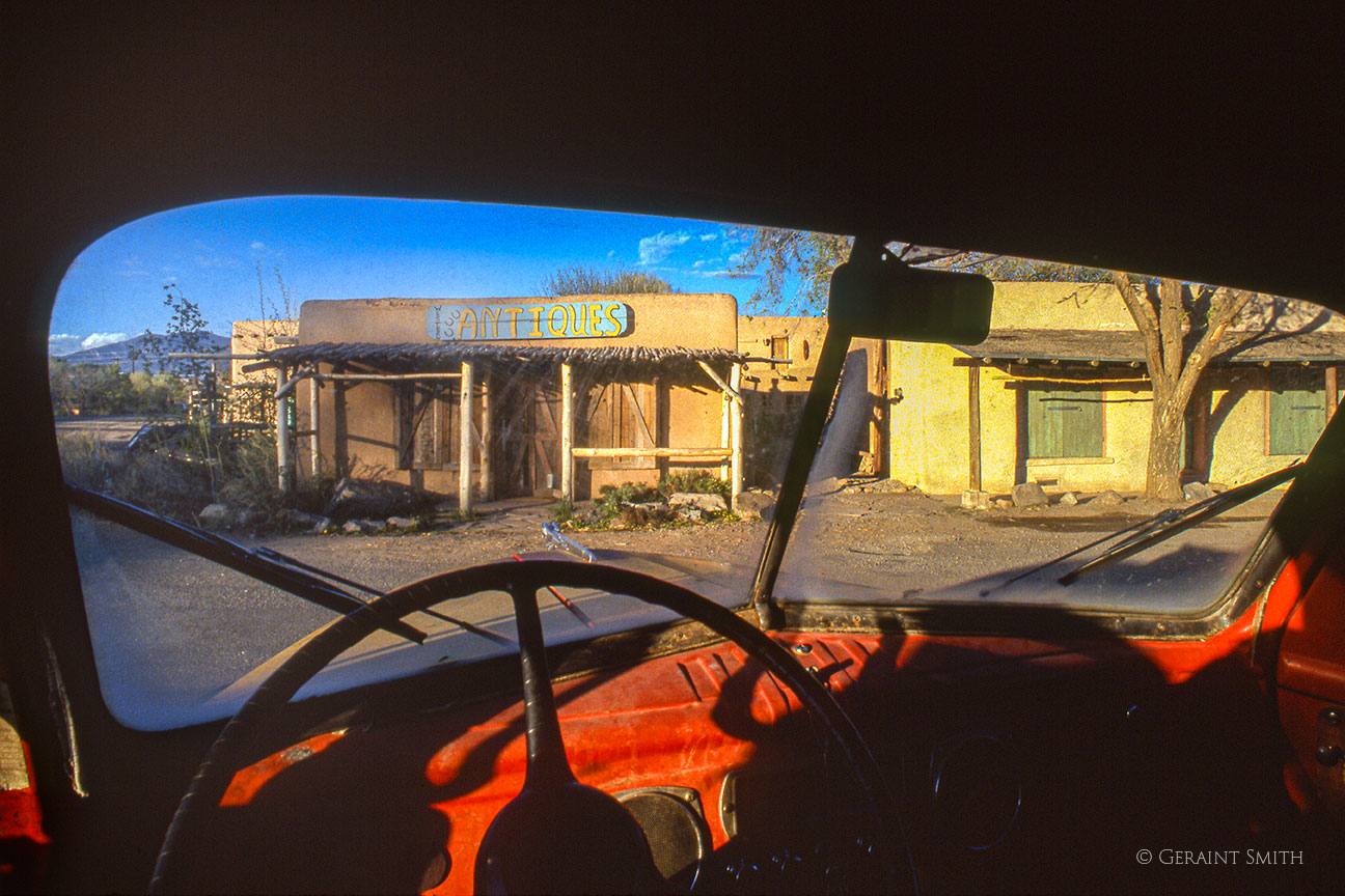 Flashback, Ranchos Plaza, view through a vintage truck window, 1991