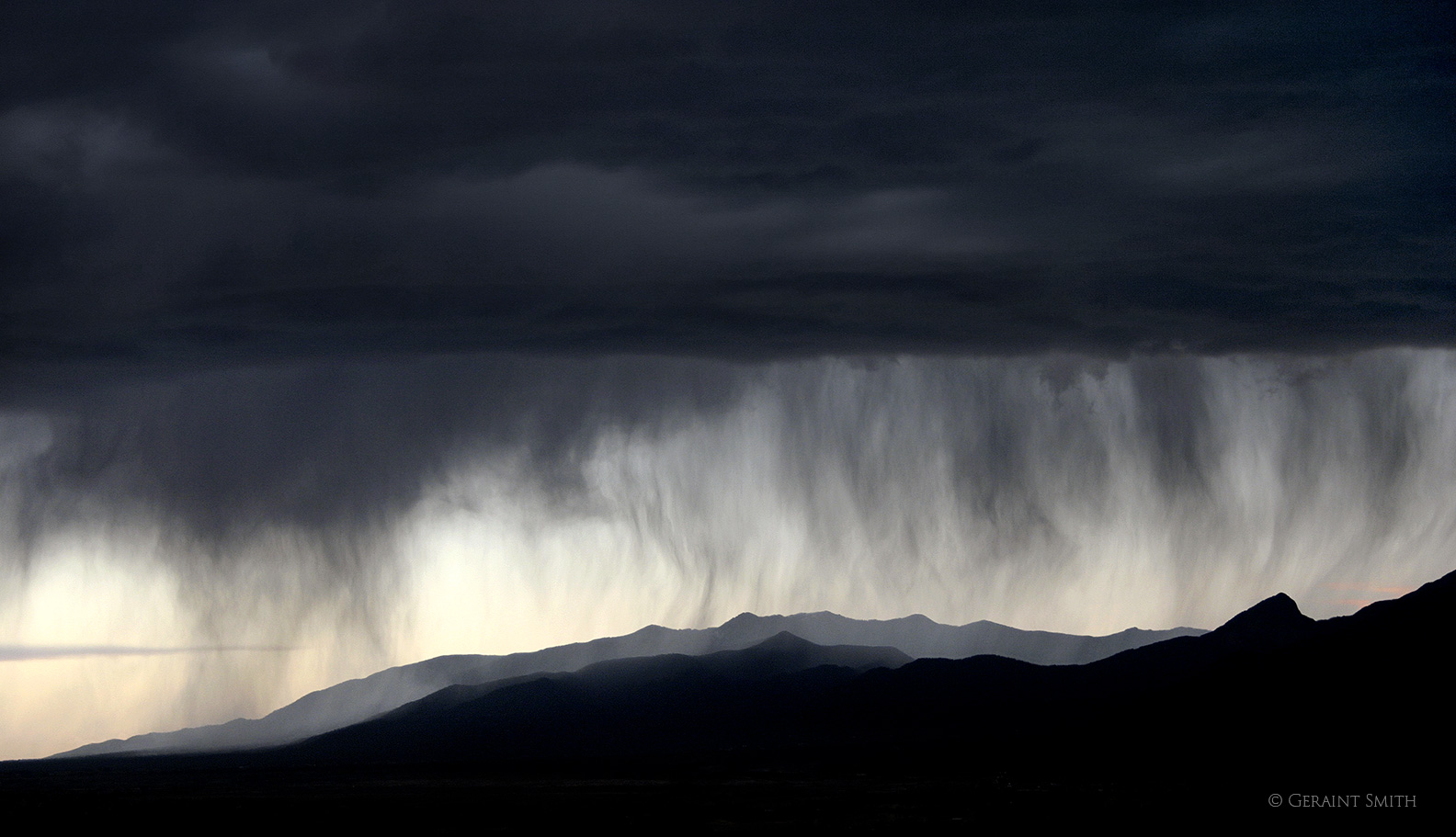 Walking rain, rain curtain, Taos mountains