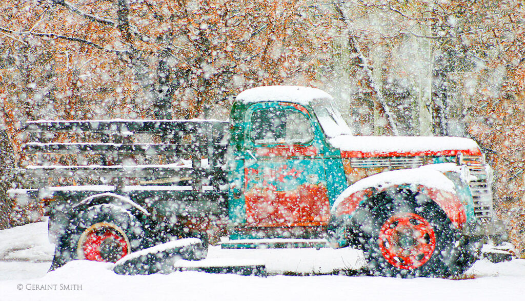 Vintage truck in the snow, Taos