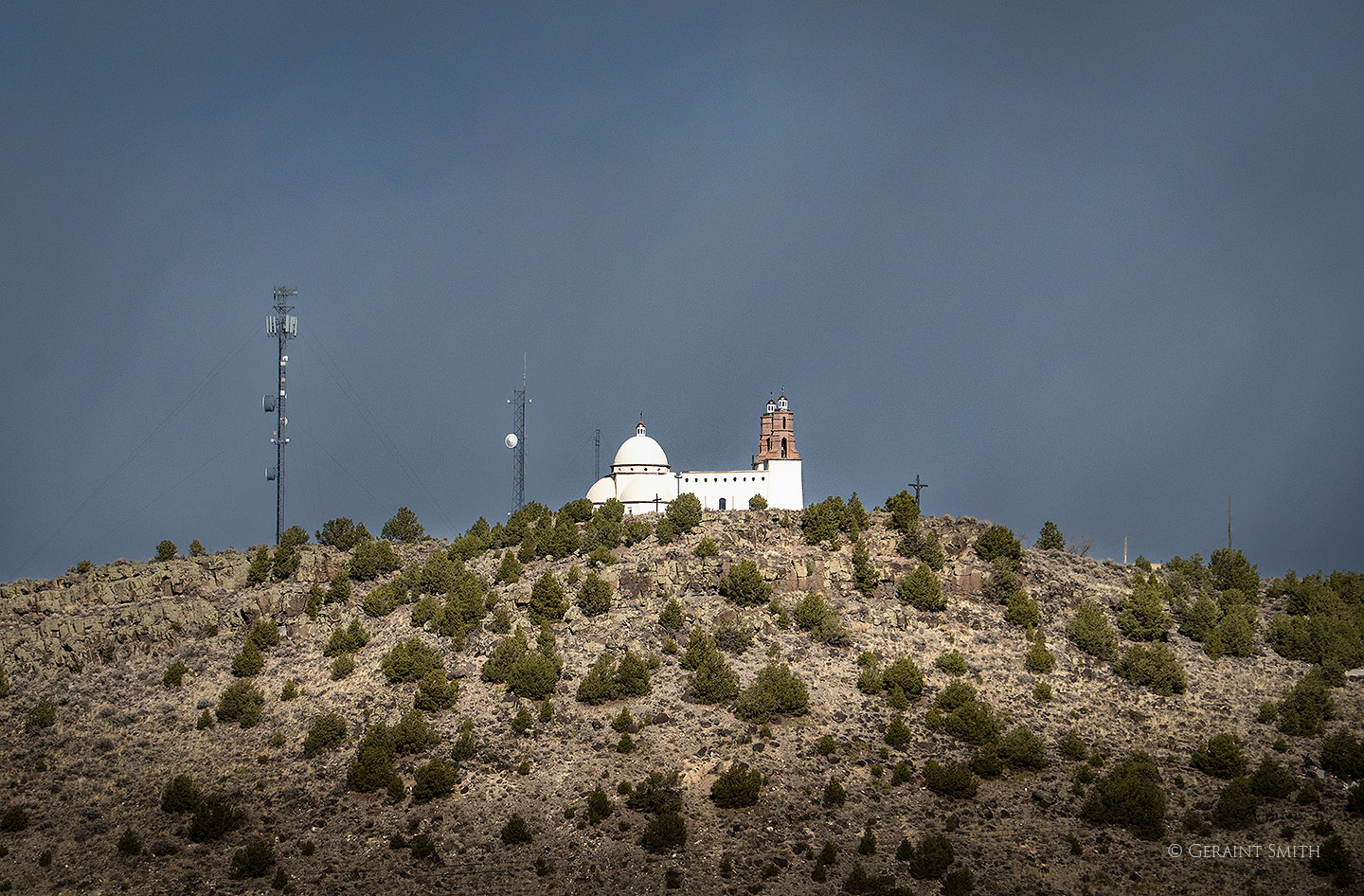 Stations of the cross shrine, and cell towers, sunday drive to San Luis Colorado