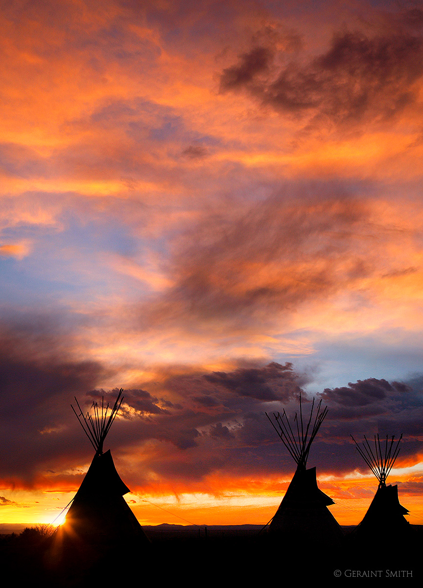 Tipis and a New Mexico sunset.
