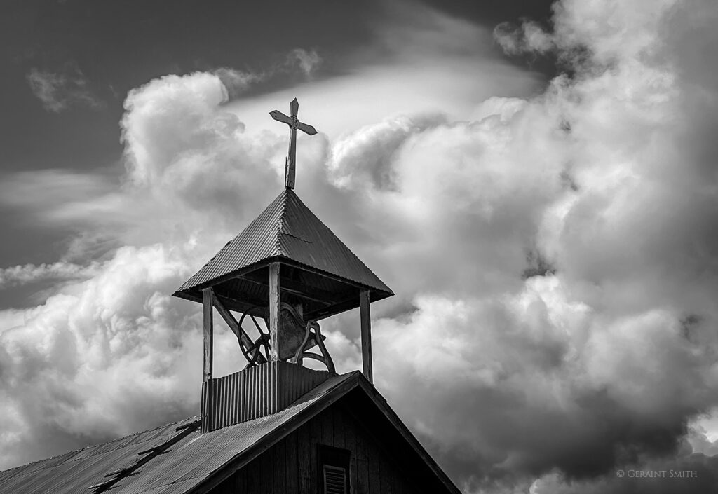 church belfry clouds llano de san juan 1985