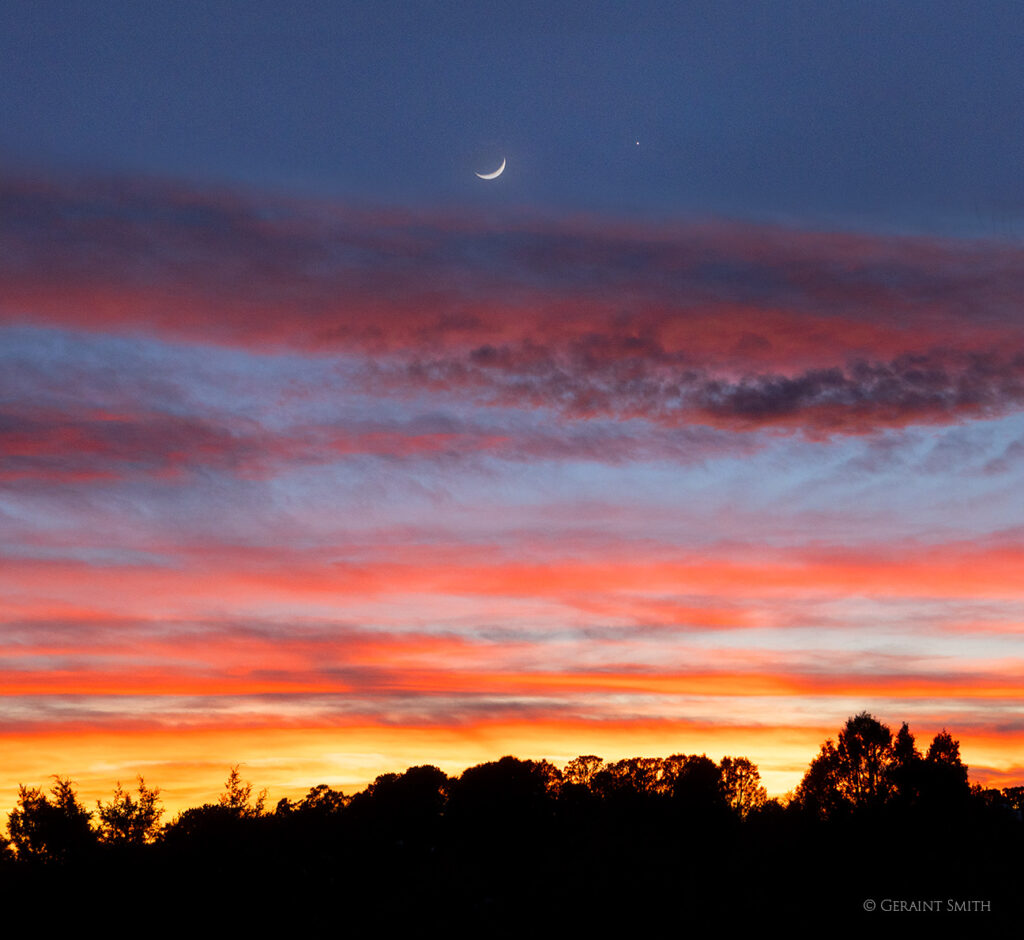 Crescent moon, venus, and a sunset