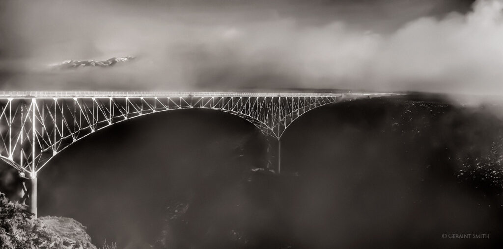 Rio Grande Gorge bridge in fog