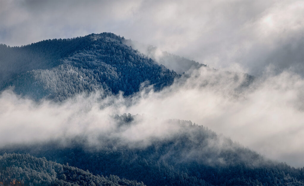 Mountain Clouds, Snow, Moon. 12-03-2025 Mountain Clouds over the sangre de cristo foothills