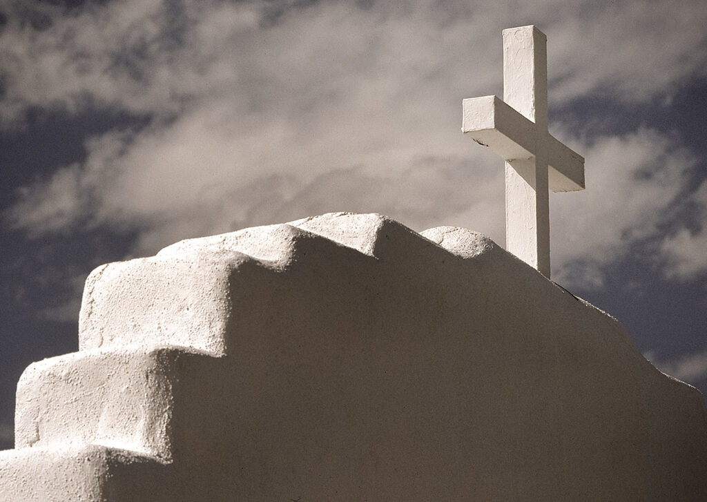 Church cross, Taos Pueblo, 1984