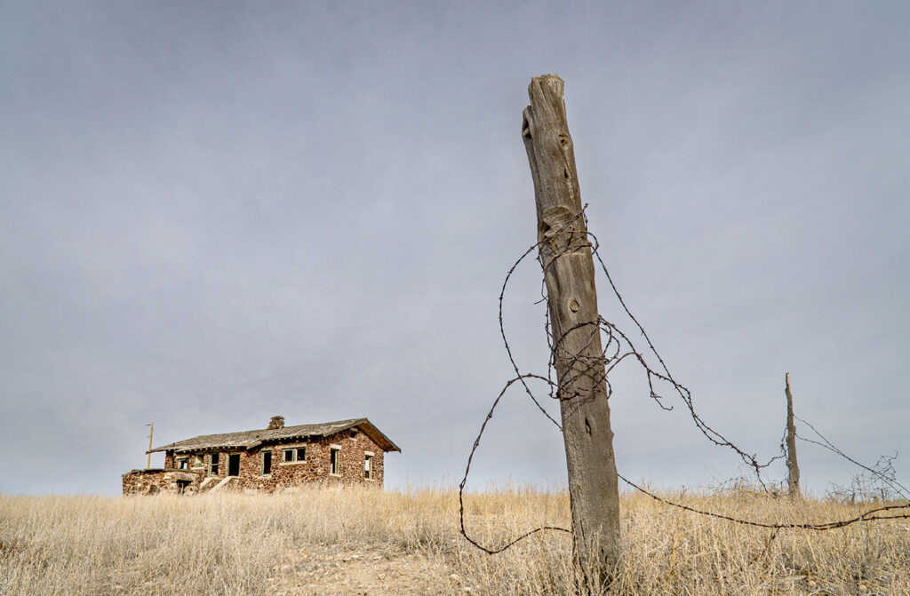 Random selections, A stone house, fence, San Luis Valley, Colorado
